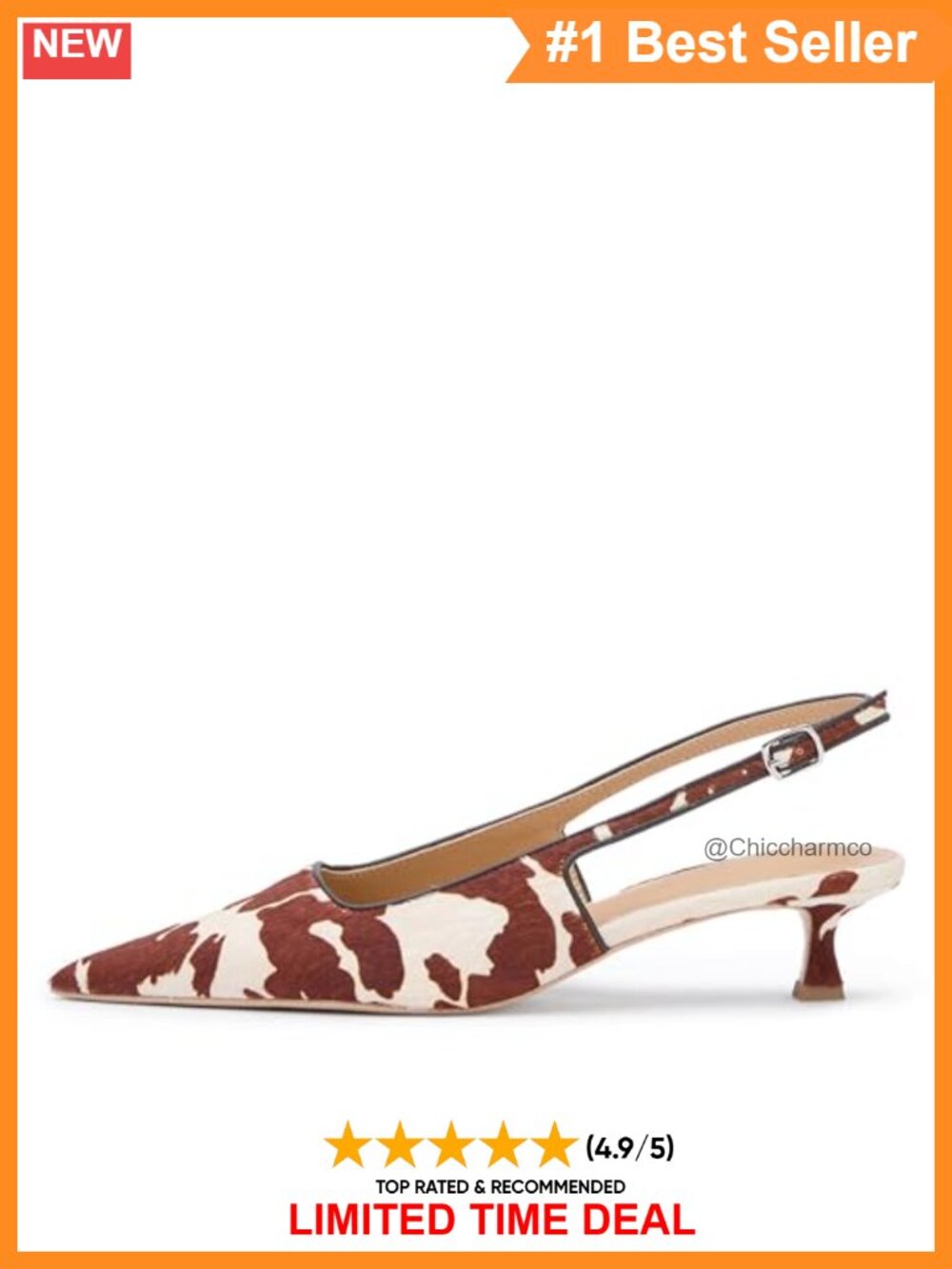 Slingback Kitten Heels Pointed Toe Faux Leather Dress Shoes